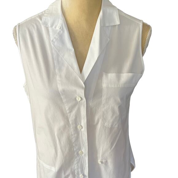 Kristensen Du Nord White Sleeveless Top Tank Button Down Size 2 M / 6 Made Italy - Picture 6 of 11